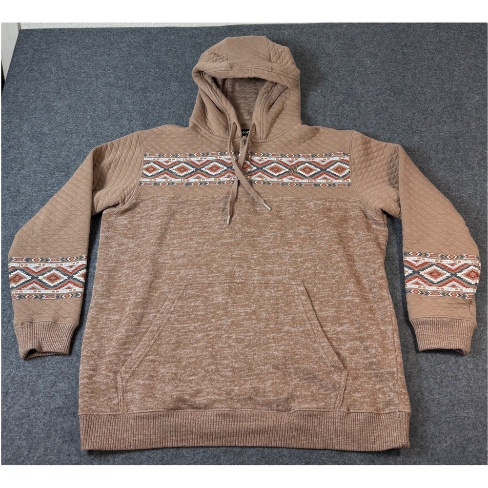 Hooey Hoodie Mens XL Tan Aztec Quilted Pullover Western Sweatshirt